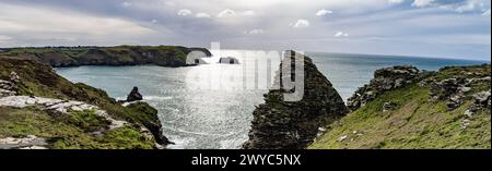 Ausblicke und Landschaft rund um Timtagel an der westlichen cornwall Küste Südwestküstenpfad boscastle bodmin Moor Stockfoto