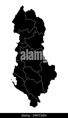 Die Verwaltungskarte Albaniens isoliert auf weißem Hintergrund Stock Vektor