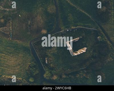 Terryland Castle in Galway, Irland bei Drohne Stockfoto
