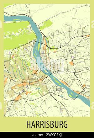 Poster Karte Kunst von Harrisburg, Pennsylvania, USA Stock Vektor