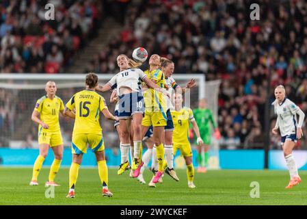 London, Großbritannien. April 2024. *** Während des Qualifikationsspiels der Frauen zur EM 2025 zwischen England Frauen und Schweden Frauen im Wembley Stadium, London, England am 5. April 2024. Foto: Grant Winter. Nur redaktionelle Verwendung, Lizenz für kommerzielle Nutzung erforderlich. Keine Verwendung bei Wetten, Spielen oder Publikationen eines einzelnen Clubs/einer Liga/eines Spielers. Quelle: UK Sports Pics Ltd/Alamy Live News Stockfoto