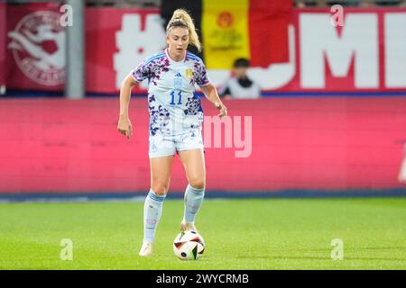 LEUVEN, BELGIEN - 5. APRIL: Alexia Putellas aus Spanien im Rahmen des Qualifikationsspiels der Frauen ZUR UEFA EURO 2025 zwischen Belgien und Spanien im Stadion den Dreef am 5. April 2024 in Leuven, Belgien. (Foto: Tobias Giesen/BSR Agency) Credit: BSR Agency/Alamy Live News Stockfoto