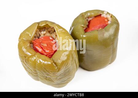 Gefüllte Paprika mit Olivenöl. Gefüllte Paprika mit Olivenöl. Traditionelle türkische Küche. Gesunde mediterrane Ernährung und Diät Konzept, aus nächster Nähe. Stockfoto