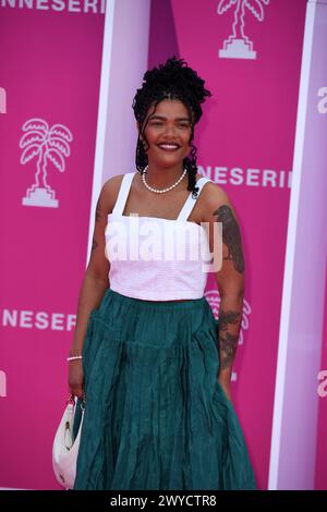 Cannes, Frankreich. April 2024. CANNES, FRANKREICH - 5. APRIL: Laureen nimmt an der Eröffnungszeremonie während des 7. Internationalen Canneseries Festivals am 5. April 2024 in Cannes Teil. Quelle: Media Pictures/Alamy Live News Stockfoto