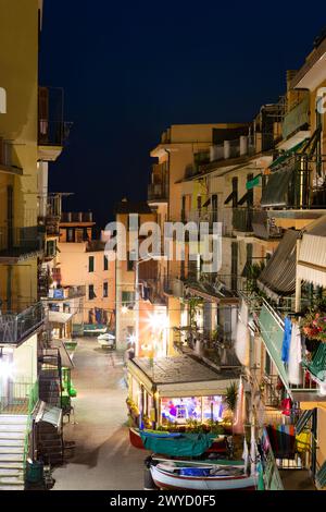 Blick auf die Via Renata Birolli in Manarola, Italien Stockfoto