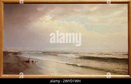 'Seascape with Fern Lighthouse, Atlantic City, New Jersey', 1873, William Trost Richards, Thyssen Bornemisza Museum, Madrid, Spanien, Europa. Stockfoto