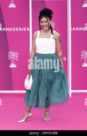 Laureen nimmt an der Eröffnungszeremonie während des 7. Internationalen Canneseries Festivals am 5. April 2024 in Cannes Teil. Foto: David NIVIERE/ABACAPRESS.COM Stockfoto