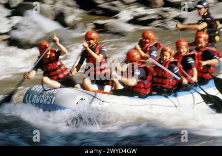 Rafting. Fluss Noguera-Pallaresa. Provinz Lleida. Katalonien. Spanien. Stockfoto