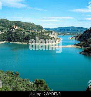 Cinca River, El Grado Reservoir und Schutzgebiet, Torreciudad. Provinz Huesca. Spanien. Stockfoto