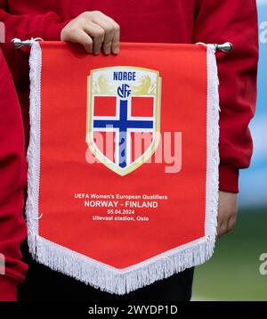 Oslo, Norwegen. April 2024. Oslo, Norwegen, 5. April 2024: Das Fußballspiel der UEFA Women's European Qualifier zwischen Norwegen und Finnland im Ullevaal Stadium in Oslo, Norwegen (Ane Frosaker/SPP) Credit: SPP Sport Press Photo. /Alamy Live News Stockfoto