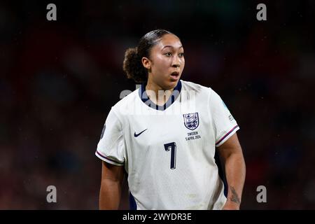 Lauren James von England während des Gruppenspiels der UEFA Women European Championship League A zwischen England Frauen und Schweden im Wembley Stadium, London am Freitag, den 5. April 2024. (Foto: Tom West | MI News) Credit: MI News & Sport /Alamy Live News Stockfoto