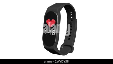 3D-Rendering von Smart Band, Fitnessuhr, Sportarmband oder Fitness Activity Tracker Stockfoto