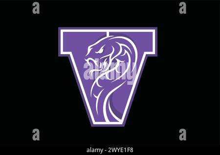 Abstraktes Design der aggressiven Viper im Buchstaben V Stock Vektor