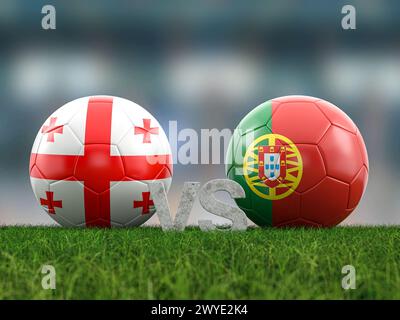 Fußball-Europameisterschaft F Georgien gegen Portugal. 3D-Abbildung. Stockfoto