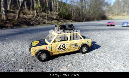 Ein Vintage-Sammlermodell eines Rallye-Rennsportwagens Stockfoto
