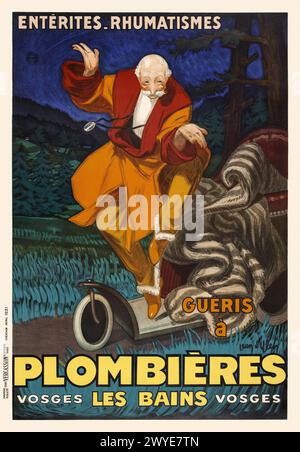 Entérites, rhumatismes guéris à Plombières les Bains von Jean d'Ylen (1886-1938). Poster veröffentlicht 1931 in Frankreich. Stockfoto