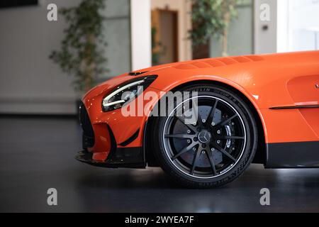 Der seltene Supersportwagen der Mercedes AMG Division. Die GT Black Serie. Stockfoto