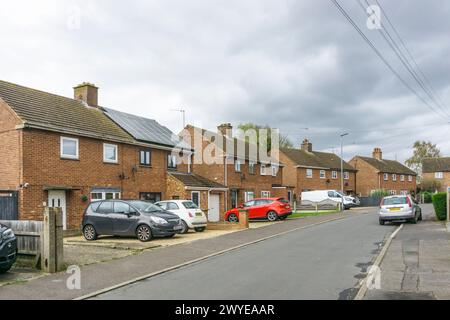 Gebäude im Stil der 1950er Jahre in Gaywood, einem Vorort von King's Lynn, Norfolk. Stockfoto