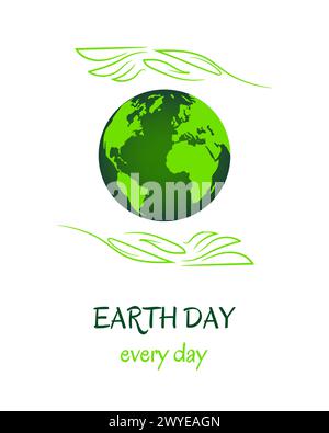 Grüne Hände in Form von Blättern schützen die Erde Stock Vektor