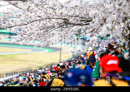 Suzuka, Japan. April 2024. Foule, Publikum, während des Formel 1 MSC Cruises Japanese Grand Prix 2024, 4. Runde der Formel 1 Weltmeisterschaft 2024 vom 5. Bis 7. April 2024 auf dem Suzuka International Racing Course in Suzuka, Japan Credit: Independent Photo Agency/Alamy Live News Stockfoto