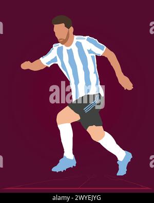 Lionel Messi Argentinien Fußballspieler Vektor-Illustration Bild mit abstraktem Hintergrund Stock Vektor