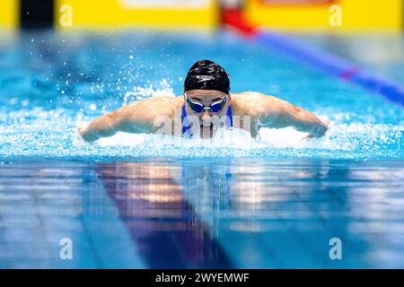 LONDON, VEREINIGTES KÖNIGREICH. April 2024. Finale während der Speedo Aquatics GB Schwimmen-Meisterschaft 2024 - Tag 5 im London Aquatics Centre am Samstag, 06. April 2024. LONDON ENGLAND. Quelle: Taka G Wu/Alamy Live News Stockfoto