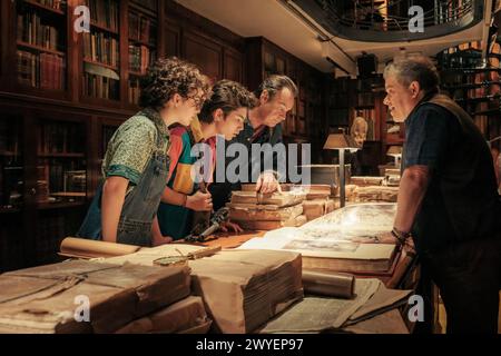 DAN AYKROYD, PATTON OSWALT, MCKENNA GRACE UND KIM LOGAN IN GHOSTBUSTERS: FROZEN EMPIRE UNTER DER REGIE VON GIL KENAN. Quelle: Columbia Pictures/ Bron Studios, Ghostcorps/Right of Way Films/Sony Pictures/Album Stockfoto