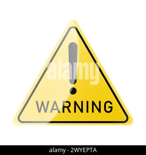 Warnblinkschild mit Ausrufezeichen, isoliert auf weißem Hintergrund. Öffentliches Warnsymbol. Realistische 3D-Vektordarstellung Stock Vektor