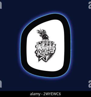 Kalkutta Knight Riders Logo Neon Light Board View Blauer Hintergrund, Vektor-Illustration abstraktes bearbeitbares Bild Stock Vektor