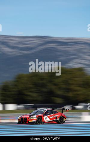 32 VAN DER LINDE Sheldon (zaf), VANTHOOR Dries (bel), WEERTS Charles (bel), Team WRT, BMW M4 GT3, Action während der 1. Runde der Fanatec GT World Challenge 2024 mit AWS auf dem Circuit Paul Ricard vom 5. bis 7. April 2024 in Le Castellet, Frankreich - Foto Marc de Mattia/DPPI Credit: DPPI Media/Alamy Live News Stockfoto