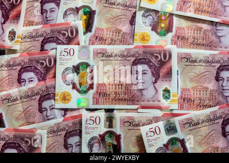 Die neue Banknote der Bank of England im Wert von 50 £ aus Polymer mit dem Codebreaker Alan Turing aus dem Zweiten Weltkrieg. Stockfoto