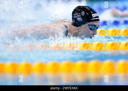 Keanna MacInnes in Aktion während der Women's 100m Butterfly Heats am
