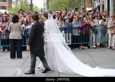 Jose Luis Martinez-Almeida während der Hochzeit von Jose Luis Martinez-Almeida mit Teresa Urquijo in der Pfarrei San Francisco de Borja, 6. April 2024, Stockfoto