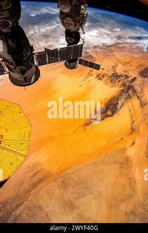 Richat Structure, Sahara-Wüste, Afrika. Digitale Bildverbesserung durch die NASA Stockfoto