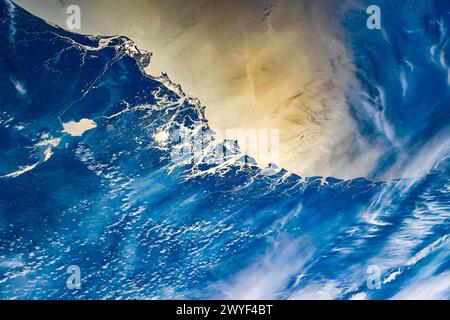Atlantikküste der Vereinigten Staaten. Digitale Verbesserung eines von der NASA bereitgestellten Bildes Stockfoto