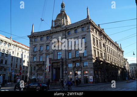 Palazzo delle Assicurazioni Generali, alias Palazzo Venezia, historisches Gebäude an der Piazza Cordusio, Mailand, Italien Stockfoto