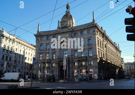 Palazzo delle Assicurazioni Generali, alias Palazzo Venezia, historisches Gebäude an der Piazza Cordusio, Mailand, Italien Stockfoto