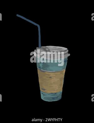 Vektor-isolierte Illustration einer Tasse Kaffee zum Mitnehmen. Stock Vektor