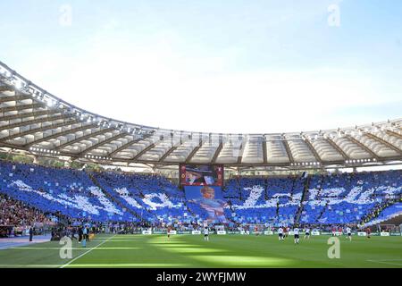 Roma, Italien. April 2024. Fans des Fußballspiels der Serie A zwischen AS Roma und SS Lazio im Olympiastadion in Rom, Italien - Samstag, den 06. April 2024. Sport - Fußball . (Foto: Alfredo Falcone/LaPresse) Credit: LaPresse/Alamy Live News Stockfoto