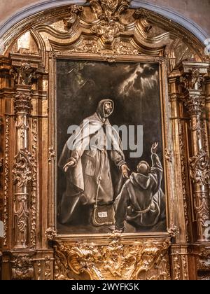 Cadiz, Spanien - 12. September 2023: Die Vision des hl. Franziskus von der Flammenden Fackel, Gemälde von El Greco, im Hospital de Nuestra Senora del Carmen, Cádiz Stockfoto