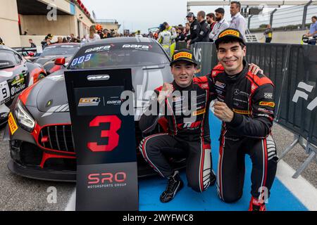 15 PAPADOPULOS Alexandre (usa), IBANEZ TRULLOLS Liuc (Spa), NM Racing Team, Mercedes-AMG GT4, Action während der 1. Runde der GT4 European Series 2024 mit Rafa Racing Club auf dem Circuit Paul Ricard, vom 5. Bis 7. April 2024 in Le Castellet, Frankreich - Foto Marc de Mattia/DPPI Credit: DPPI Media/Alamy Live News Stockfoto