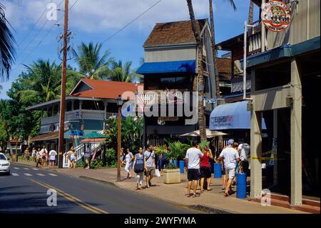 Maui, Hawaii, USA - Lahaina, Front Street. Vor 2023 Brand. Stockfoto