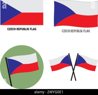 Tschechische Flagge Icon Vektor Illustration Symbol Design Stock Vektor