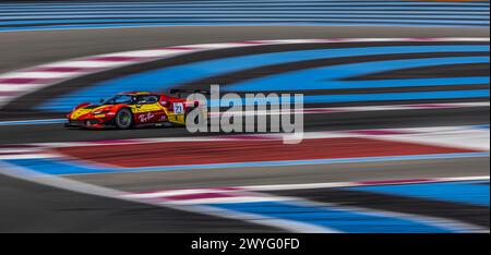 71 NEUBAUER Thomas (fra), ABRIL Vincent (fra), VIDALES David (Spa), AF Corse - Francorchamps Motors, Ferrari 296 GT3, Action während der 1. Runde der Fanatec GT World Challenge 2024 angetrieben von AWS auf dem Circuit Paul Ricard, vom 5. Bis 7. April 2024 in Le Castellet, Frankreich Stockfoto