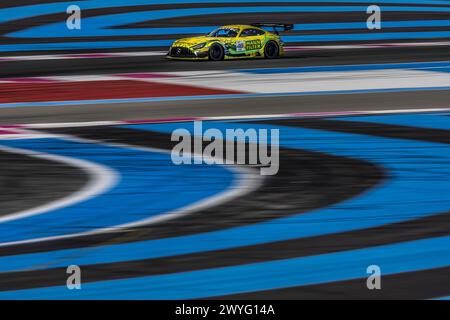 48 AUER Lucas (aut), ENGEL Maro (ger), MORAD Daniel (CAN), Mercedes-AMG Team Mann-Filter, Mercedes-AMG GT3 Evo, Action während der 1. Runde der Fanatec GT World Challenge 2024 mit AWS auf dem Circuit Paul Ricard vom 5. bis 7. April 2024 in Le Castellet, Frankreich Stockfoto