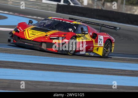 71 NEUBAUER Thomas (fra), ABRIL Vincent (fra), VIDALES David (Spa), AF Corse - Francorchamps Motors, Ferrari 296 GT3, Action während der 1. Runde der Fanatec GT World Challenge 2024 angetrieben von AWS auf dem Circuit Paul Ricard, vom 5. Bis 7. April 2024 in Le Castellet, Frankreich Stockfoto