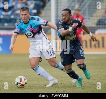 CHESTER, PA, USA - 30. MÄRZ 2024 - MLS-Spiel zwischen Philadelphia Union und Minnesota United FC im Subaru Park. Stockfoto