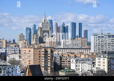 Moskau-Stadt. Das Business Center ist eine Insel moderner Hochhäuser in der russischen Hauptstadt. Stockfoto