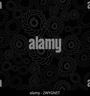 Geometrisches Paisley-Design mit ovalen monochromatischen nahtlosen, Vektor-Illustration Stock Vektor