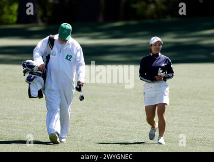 Augusta, Usa. April 2024. Hinano Muguruma aus Japan geht am Samstag, den 6. April 2024 in Augusta, Georgia, in der Finalrunde der Augusta National Women's Amateur auf dem 11. Fairway. Foto: John Angelillo/UPI Credit: UPI/Alamy Live News Stockfoto